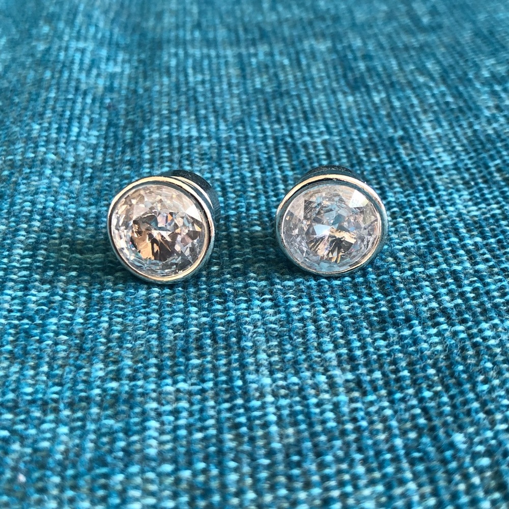 Michael Kors Silver and Clear Stud Earrings